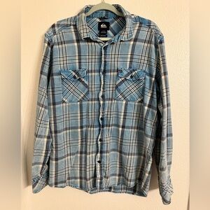 Quiksilver Blue and White Plaid Shirt